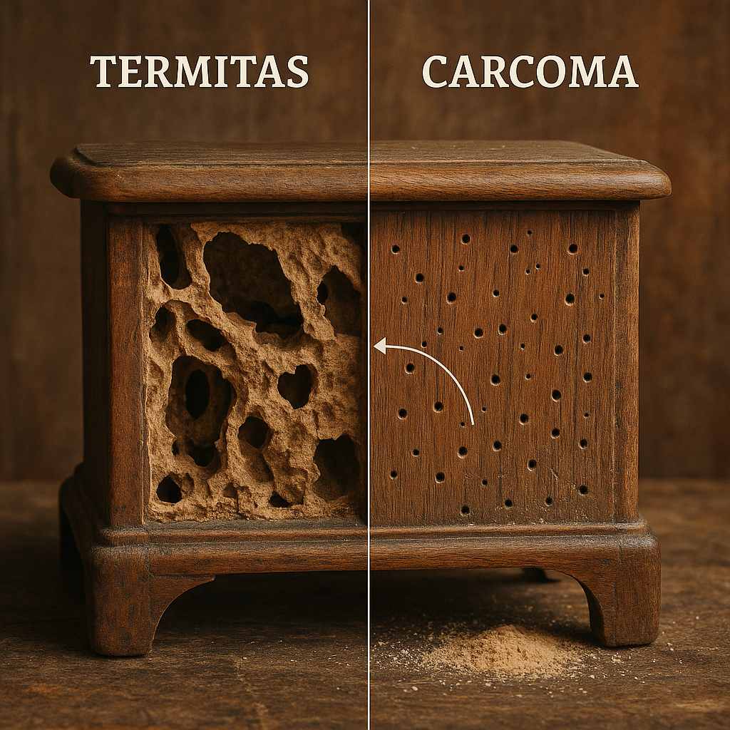 Daños que produce la termita y daños que produce la carcoma, representación grafica